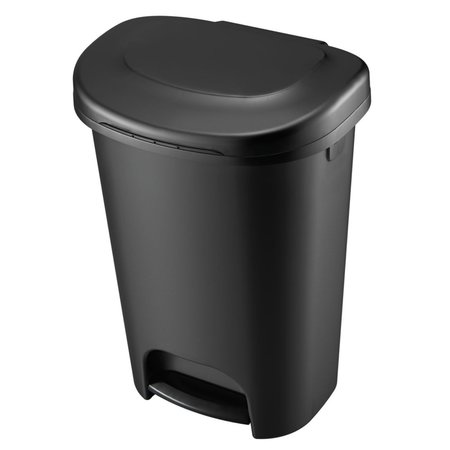 RUBBERMAID 13 gal Black Plastic Step-On Wastebasket 1843028